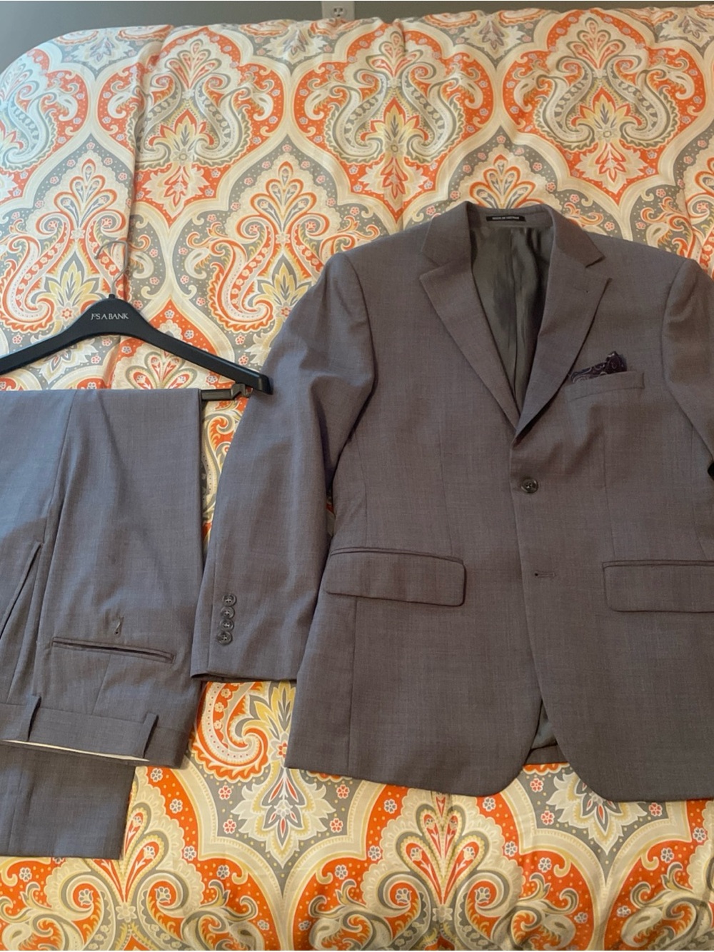 Jos A Bank 1905 Wool 2 Piece Suit Grey 37S With 30R Pants